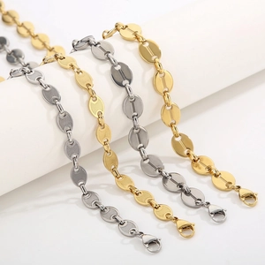 Coffee Bean Chain Necklace 18K Gold Plated Stainless Steel Pig Nose Link Minimalist Trendy Luxury Hip Hop Jewelry