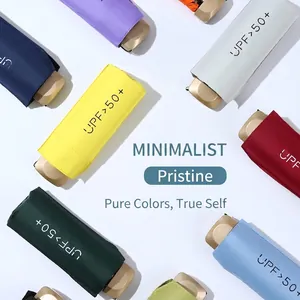 Mini paraguas planos ligeros con fundas UPF 50+ en varios colores elegantes