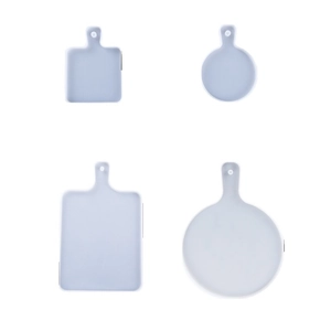 Set of 4 DIY silicone resin molds for handle trays in square and round shapes