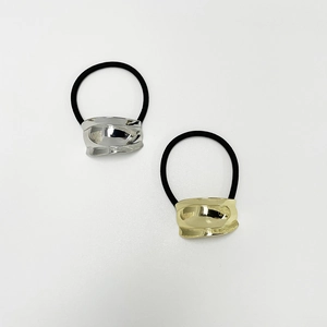 Minimalist Alloy Hair Ties With Smooth Metal Buckle Elastic Hair Rope For Women Low Ponytail Japanese Korean Style