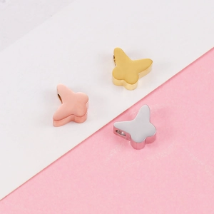 DIY butterfly pendant charms in polished gold, rose gold and silver stainless steel