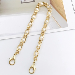 Elegant beaded gold chain strap with faux pearls and metal lobster clasps for phone case