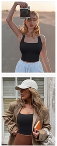 Close-up of black ribbed crop top showing textured fabric and versatile styling options