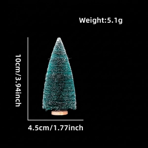 Miniature sisal Christmas tree detail with snow effect and dimensions 10cm x 4.5cm