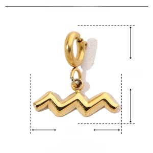 Technical drawing of a 12mm gold stainless steel wavy pendant with size and weight specs