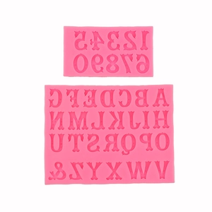 Pink silicone alphabet and number molds set for chocolate fondant cake decorating