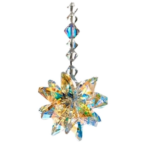 Rainbow crystal snowflake pendant with iridescent AB coating for home suncatcher decor