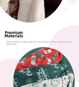 Detail of Christmas knot headbands with festive patterns in red, green and white colors