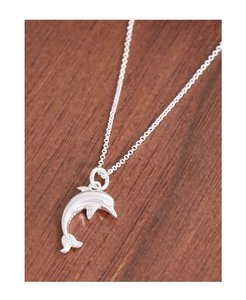 Macro shot of S925 hallmark on polished silver dolphin pendant with ocean theme