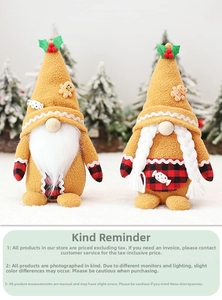 Detailed Christmas gnomes set with gingerbread decorations and snowy pine trees backdrop