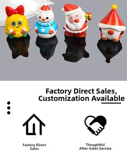 Set of four slow-rising Christmas squishy toys including Santa and Snowman with reflections