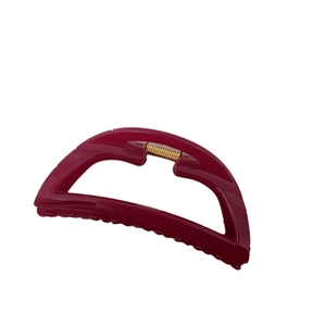 Elegant large trapezoid hollow hair claw clip in dark pink for thick hair styling