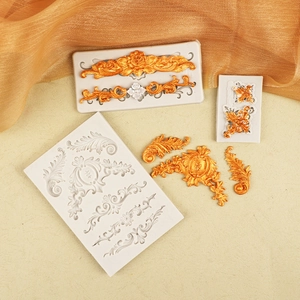 Baroque silicone molds for vintage floral lace patterns and decorative scroll clay crafts