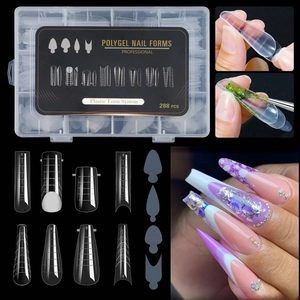 Professional 288 PCS Polygel Nail Forms Kit For Extension Transparent Plastic Full Cover Nail Molds System For Women Manicure Tools