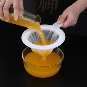 Fine mesh kitchen strainer for soy milk and juice with white ergonomic handle