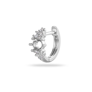 Polished silver 4mm zircon hoop earrings with four-prong setting for DIY jewelry