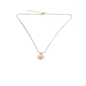 Gold star and crescent moon pendant necklace with rhinestone on a thin snake chain