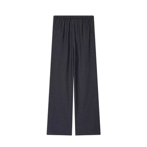 Pantalon large en jean gris foncé pour femme avec taille élastiquée et coupe oversize
