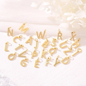Alphabet Initial Letter Pendants Copper Gold Plated Polished Smooth For DIY Jewelry Making Necklaces Fashion For Women