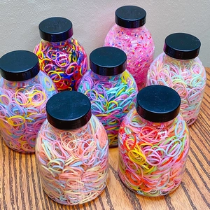 Set of 8 jars with colorful high-elasticity disposable rubber hair bands for women