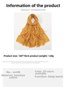 Detail view of ginger yellow bamboo cotton scarf, size 180x70cm, soft breathable wrap