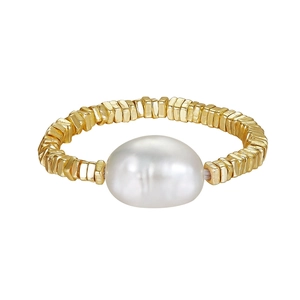Elegant 925 sterling silver bracelet with 8.5mm freshwater pearl and golden metal beads