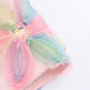 Farbenfroher 3D Blumen-Minirock mit pastellfarbenem Tüll und funkelnden Pailletten
