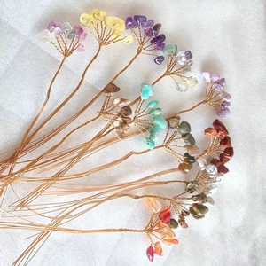 Handmade Natural Crystal Gravel Money Tree Life Tree Desktop Ornament With Colorfast Copper Wire DIY Craft Decor