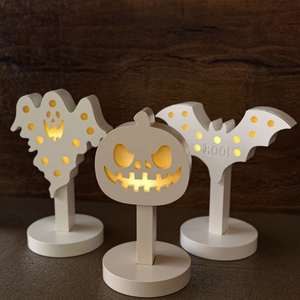 Halloween ghost pumpkin and bat LED decorative lamps set with warm yellow light