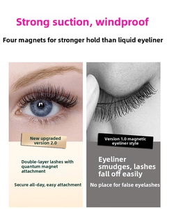 Detail showing dual-layer lashes with 4-magnet quantum adsorption technology comparison