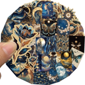 50pcs vintage gold cosmic stickers for laptop and DIY phone cases with floral patterns