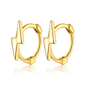 Minimalist 925 Sterling Silver Lightning Bolt Hoop Earrings Gold Silver Plated Trendy Geometric Jewelry For Women Men Daily