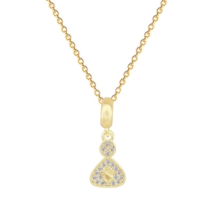 Gold plated stainless steel necklace featuring a crystal encrusted S-letter gourd pendant