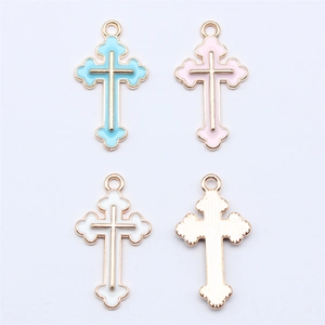 Minimalist enamel cross pendants in multiple colors for DIY jewelry making