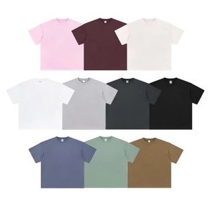 Oversized 190G cotton t-shirts displayed in ten neutral and pastel colors for men