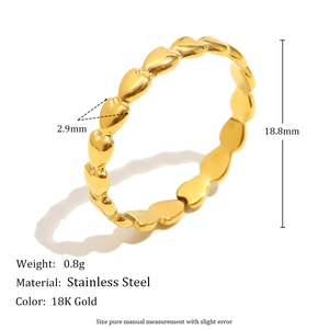 Minimalist 18K gold plated stainless steel heart link open ring for women jewelry