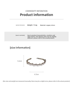 Détail macro du bracelet jonc en zircon argenté avec spécifications de poids et taille
