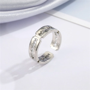 Minimalist silver blade-shaped adjustable open ring with a creative industrial design