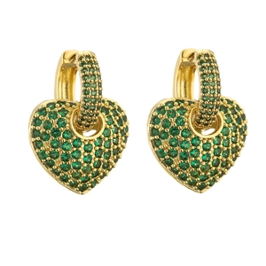 Boucles D'oreilles Huggie En Cuivre Élégantes En Forme De Coeur Avec Zircone Cubique Micro-Incrustée Pour Femmes