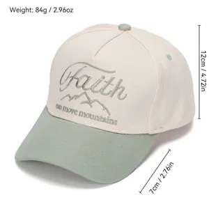 Two-tone cotton baseball cap with Faith embroidery and 45-degree angle size markings