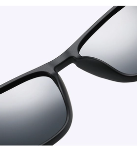 Detailed close-up of matte black TR frames and gradient polarized lenses for sunglasses