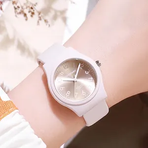 Women Quartz Watch Candy Color Silicone Strap Simple Round Dial Analog Student Girls Fashion Casual Wristwatch Stylish