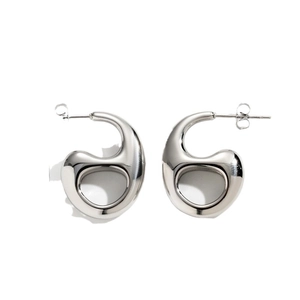 Boucles d'oreilles minimalistes en acier inoxydable poli au fini miroir argenté