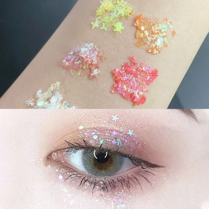 Glitter gel eyeshadow set for stage makeup featuring sparkling star sequins and body glitter