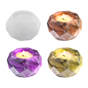 Geometric silicone mold for DIY candle holders and resin storage boxes with faceted design