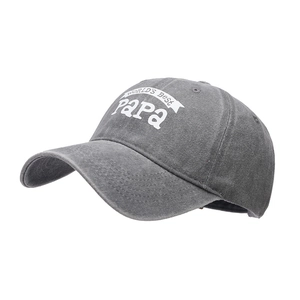 Casquette de baseball gris foncé délavé style vintage avec texte WORLD'S Best Papa
