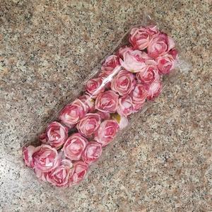 Bulk artificial pink burnt-edge roses made of silk fabric for DIY wedding decoration