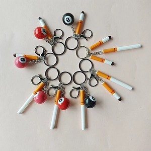 Novelty Simulation Cigarette And 8-Ball Billiards Keychain Resin Bag Pendant Streetwear Accessory For Men Women