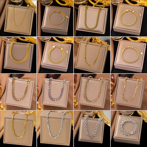 Minimalist Stainless Steel Jewelry Gold Plated Snake Woven Mesh Link Chain Necklace Bracelet For Women