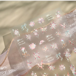 Detailed holographic laser butterfly and floral nail art stickers with PET finish